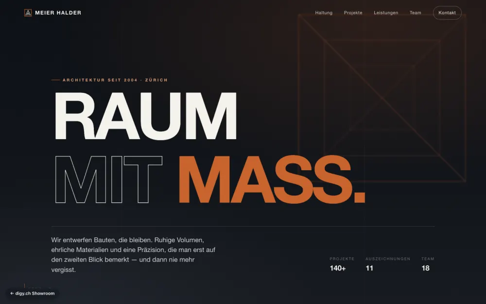 Preview of the example website Meier Halder