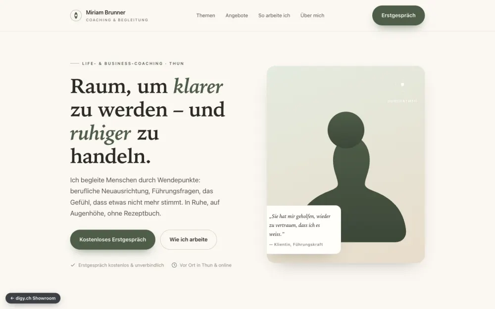 Preview of the example website Miriam Brunner