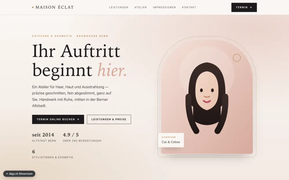 Preview of the example website Maison Éclat
