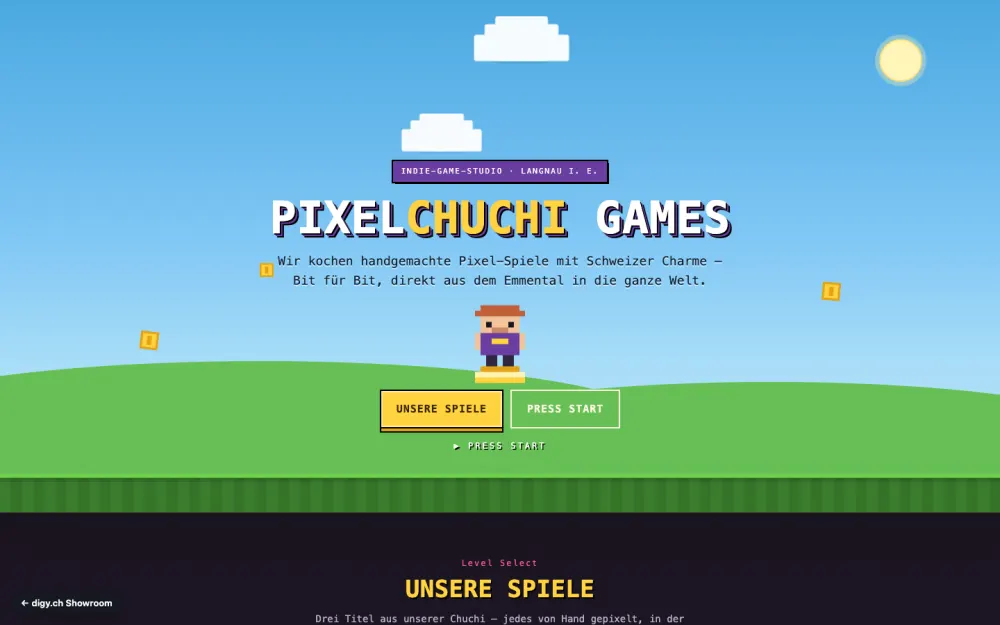 Preview of the example website Pixelchuchi Games