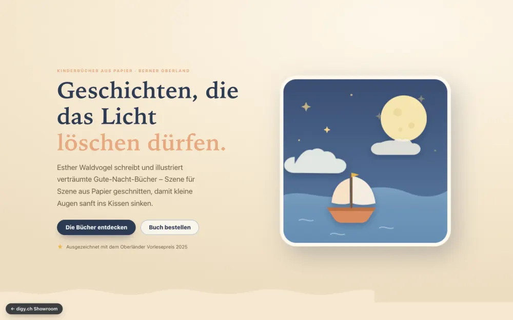 Preview of the example website Esther Waldvogel