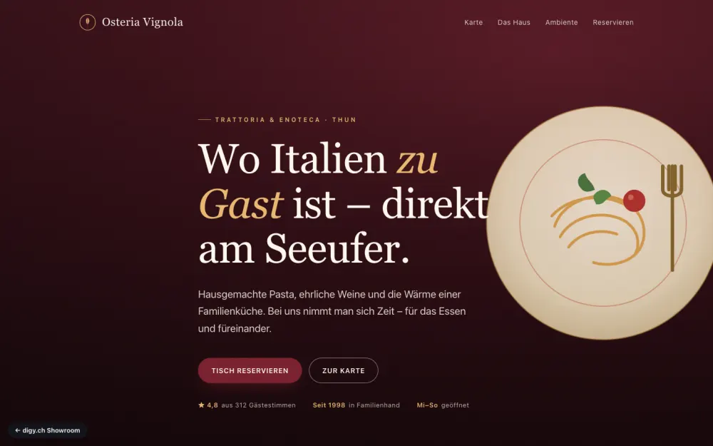 Preview of the example website Osteria Vignola