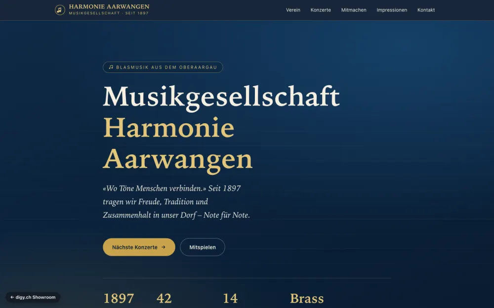 Preview of the example website Harmonie Aarwangen