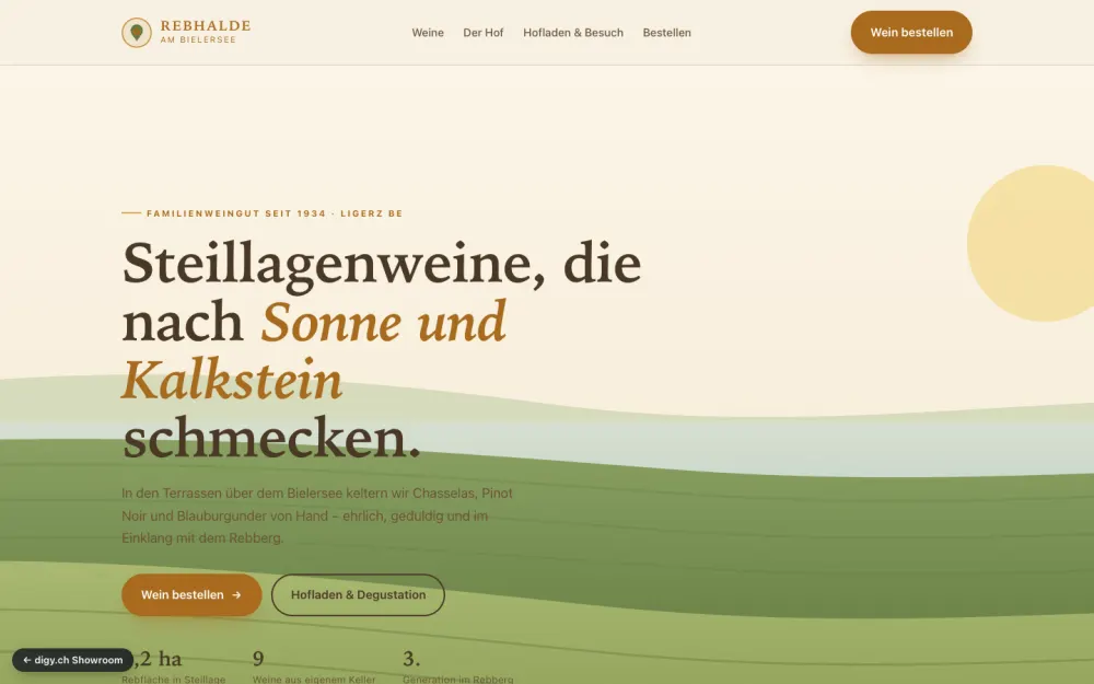 Preview of the example website Weingut Rebhalde